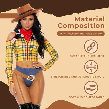 Forplay Women's Playtime Sheriff Sexy Cowboy Movie Character Costume Adult Costume, Yellow, XS/S