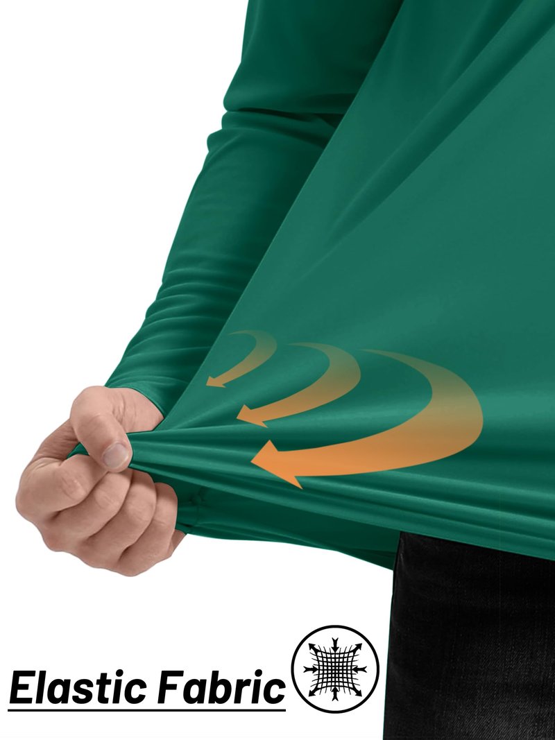 TACVASEN Polyester Shirts Men Outdoor Long Sleeve Athletic Running Performance Quarter Zip Pullover Dry Fit Shirts Men Emerald Green XXL