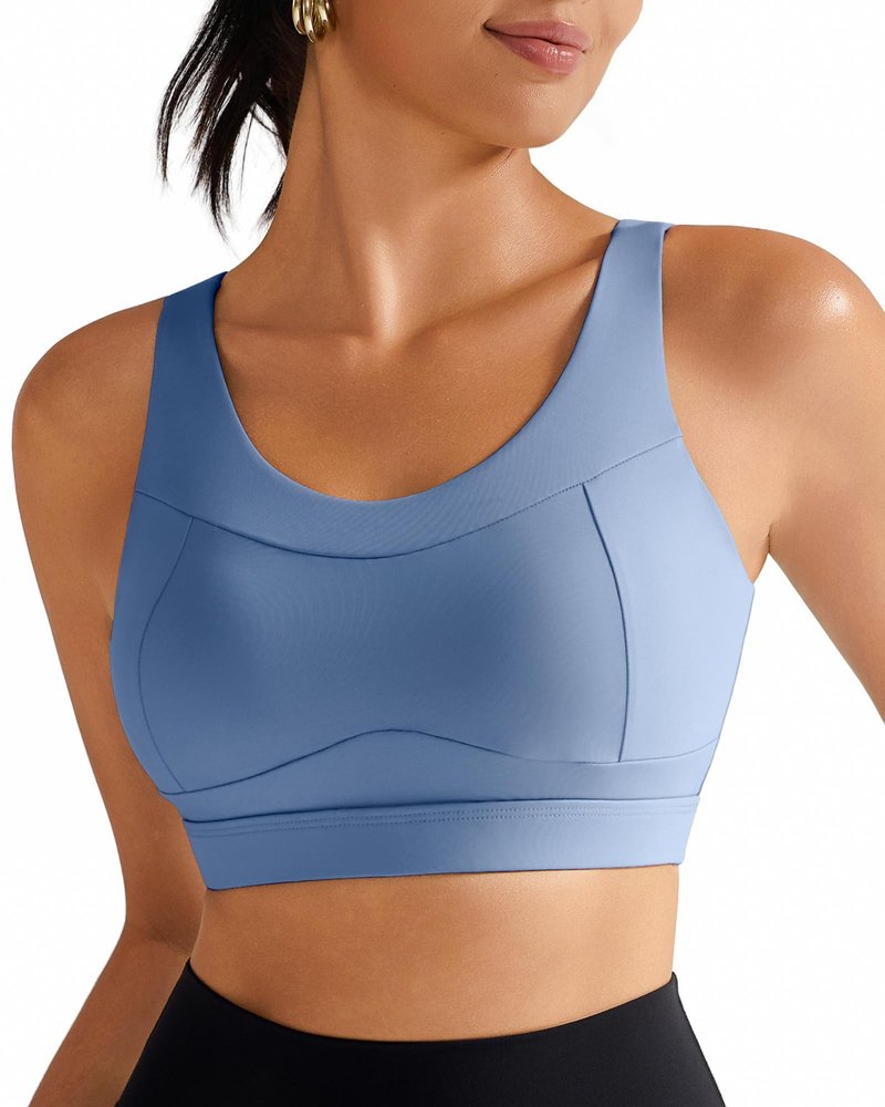 RUNNING GIRL High Impact Sports Bras for Women,Racerback Running Bra Workout Crop Tank Tops Longline Sports Bra Push up(WX2667 Blue,M)