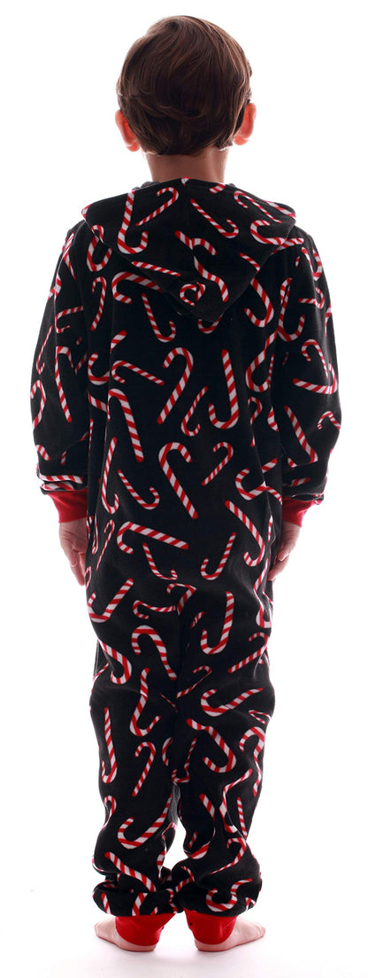 #followme Family Pajamas Candy Cane Microfleece Kids Blanket Sleeper 95517-10179-10-12