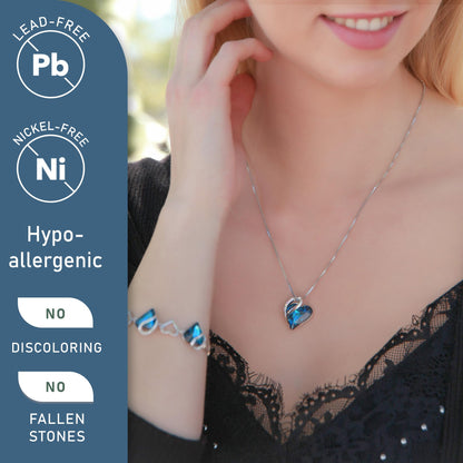 Leafael Valentine's Day Gift Necklaces for Women, Infinity Love Birthstone Heart Crystal Pendant, Birthday Anniversary Jewelry for Wife, Mom, and Her, Silver Plated, 18" + 2" Adjustable Chain
