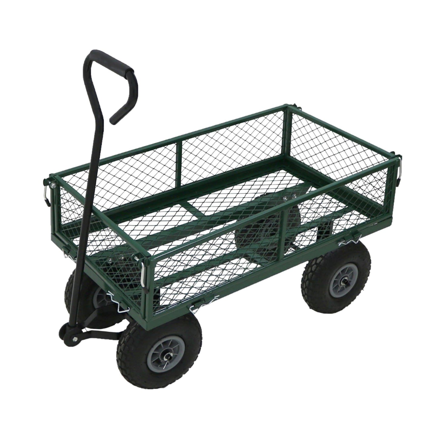 Oypla Heavy Duty Metal Gardening Trolley - Green Trailer Cart
