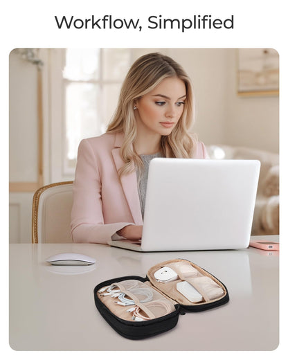 BAGSMART Electronics Organizer Travel Case, Cord Organizer for Women, Travel Cable Bag (Beige)