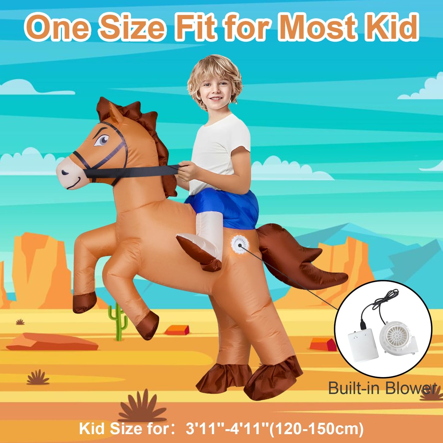 Stegosaurus Inflatable Horse Costume for Kids Halloween Riding a Horse Cowboy Costumes Funny Blow up Costumes for Boys Girls Cosplay Party