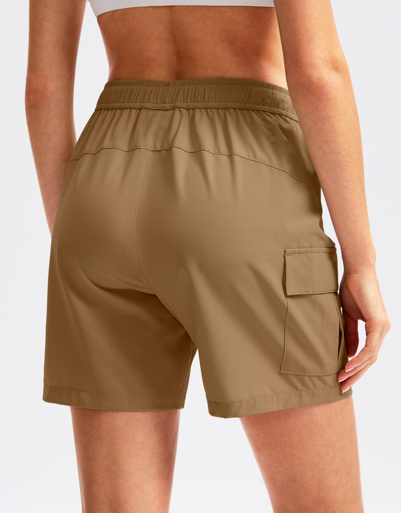 SANTINY Women's 5''/ 7''/9'' Hiking Cargo Shorts Quick Dry Lightweight Summer Shorts for Women Athletic Golf Zipper Pockets(Dark Khaki_XL)