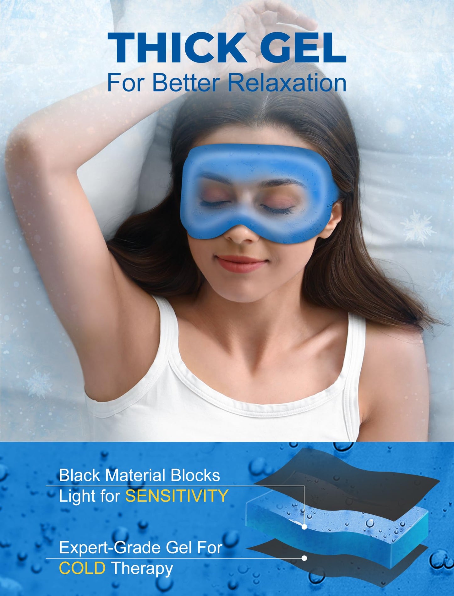 3D Cooling Gel Sleep Mask for Women & Men – 6oz Weighted Eye Mask for Sleeping, 100% Blackout, Ice Cold Gel, Migraine & Headache Relief, Eye Care, Deep Relaxation, Airplane Travel Essentials, Gift