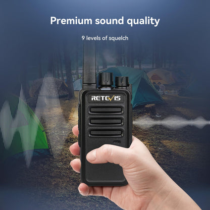 Retevis RT668 Walkie Talkies for Adults Long Range, PMR446 2 Way Radio, Robust radio communication, Professional Two Way Radio,Hand Free Walkie Talkie with Earpieces for Adults Kids (Black, 2Pcs)