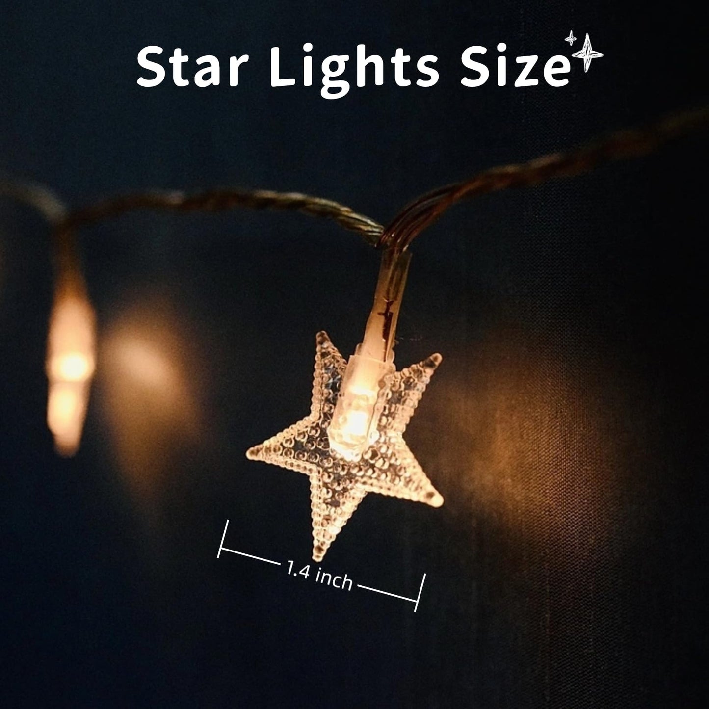 Yoitomehy Star String Lights Battery Operated, 17 ft 50 LEDs, Christmas Fairy Lights, String Lights Battery Powered for Kids Bedroom Wedding Mantel Patio Dorm Decor, Warm White