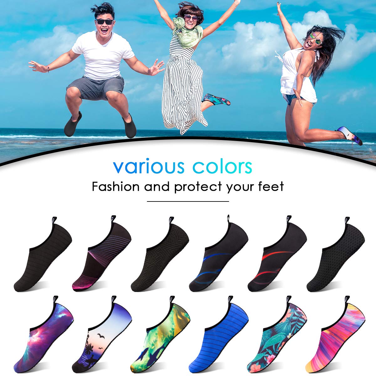 DigiHreo Water Shoes Barefoot Quick-Dry Outdoor Beach Swim Sports Aqua Yoga Socks Slip-on for Women Men