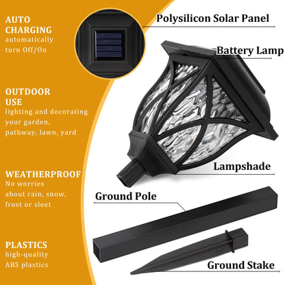 GIGALUMI Solar Lights Outdoor Garden, 6 Pack LED Garden Solar Lights Waterproof, Solar Powered Pathway Lights for Yard, Patio, Landscape, Walkway, Path (Warm White)