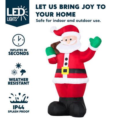 Joiedomi 6 FT Christmas Inflatable Santa with Gift Bag, Blow Up Xmas Inflatable Decorations with Build in LEDs for Christmas Decor, Yard Outdoor Garden Lawn Winter Decorations