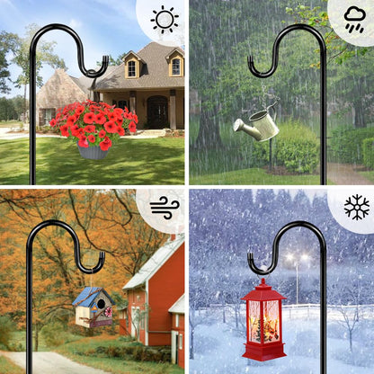 ANIDEER 84" Shepherds Hooks for Outdoor, Heavy Duty Bird Feeder Pole with 7 Prongs Base for Hanging Lantern, Hummingbird Feeder, Plant Baskets, Shepherds Hook for Bird Feeders for Outside, 1 Pack