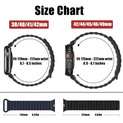 HITZEE Compatible with Apple Watch Strap 49/46/45/44/42/41/40/38mm, Double Sided Wearable Magnetic Band Compatible for iWatch Ultra 3/2/1 Series 11 10 9 8 7 SE3 6 5-1 (42/44/45/46/49, Dark Blue-B)