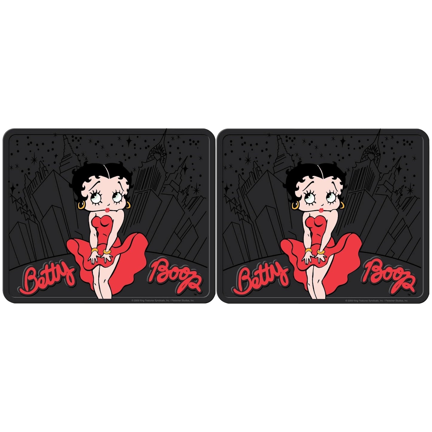 4PC Front & Rear Rubber Floor Mats Set - Betty Boop - NY New York City Sky Line