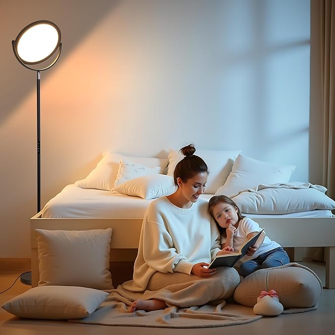 Floor Lamps for Living Room,Bright Tall Lamp, 300° Flexible Head Modern Torchiere Standing Lamp with Remote & Touch, 3000K-6000K Dimmable LED Lights for Bedroom, Office (Black)