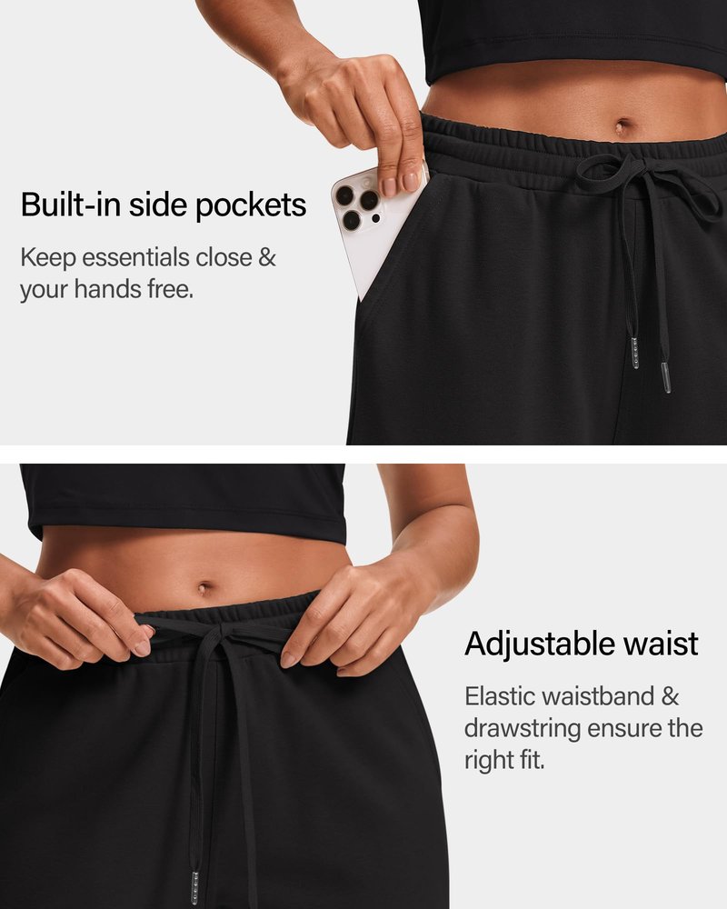 Stelle Women's Cotton Bermuda Shorts 10" Long Knee Length Comfy Sweat Shorts with Deep Pockets Lounge Casual Summer (Black, XL)
