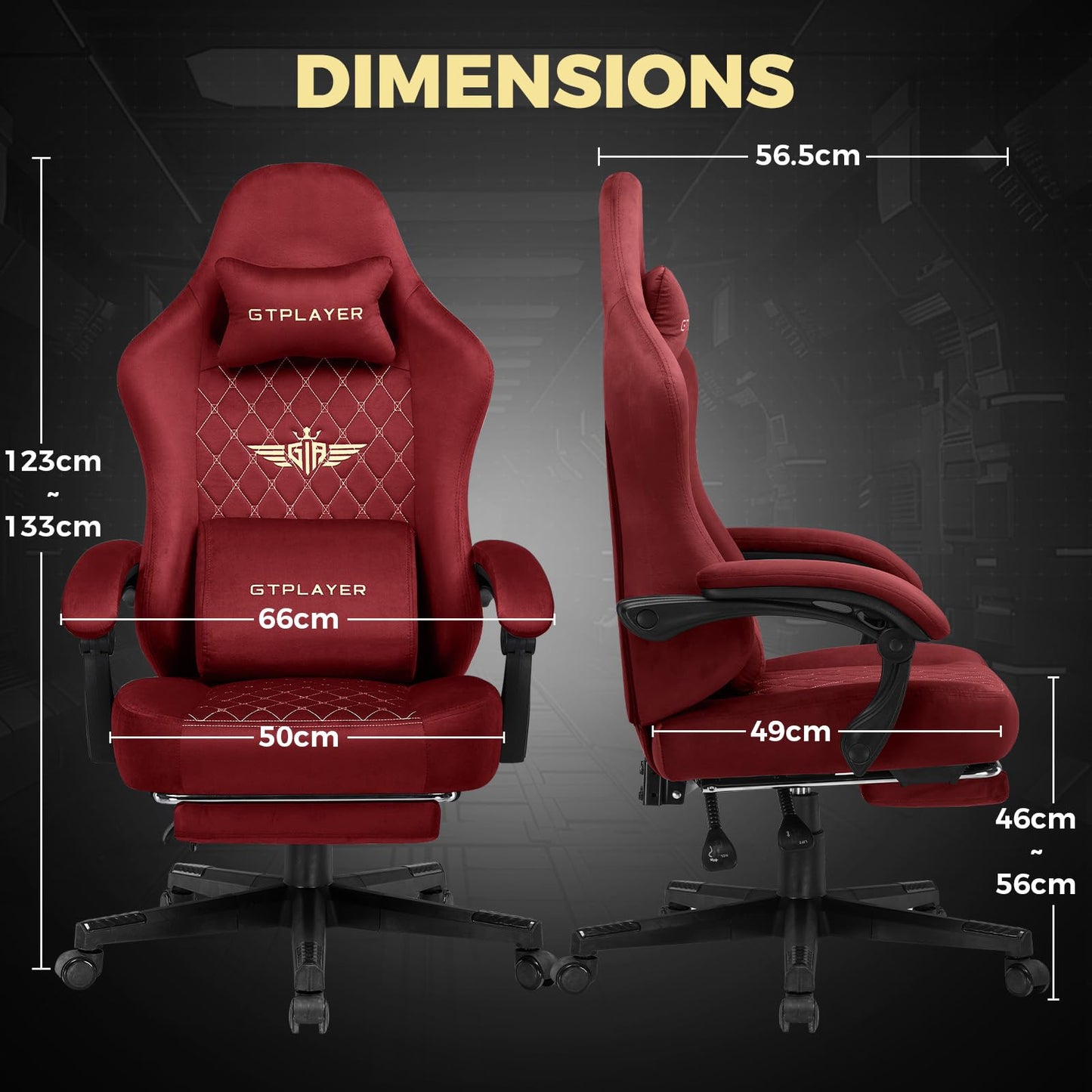 GTRACING Gaming Chair Fabric with Footrest, Big and Tall Game Chair High Back Computer Office Chair with Lumbar Support for Adults, Ergonomic Swivel Games Chair with Pocket Spring Cushion Gaming Red