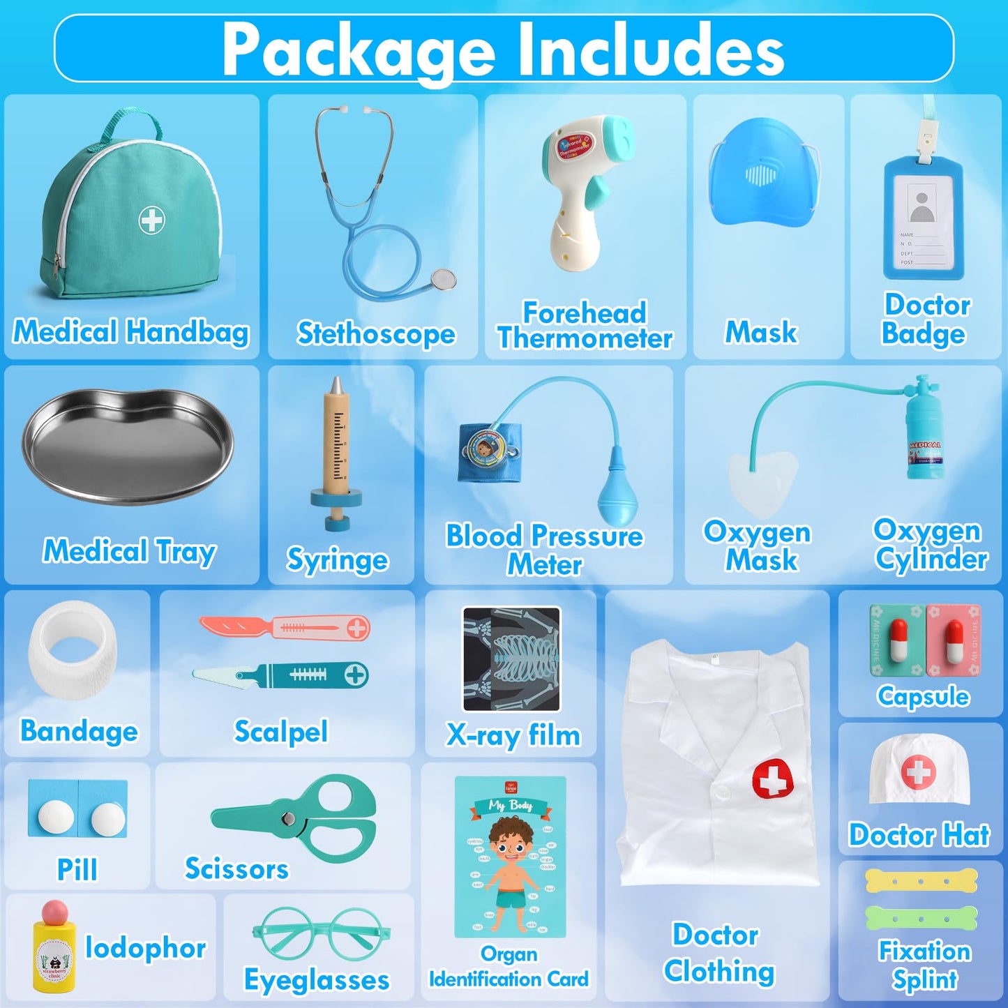 Lehoo Castle Kids Doctors Set, Pretend Doctor Kit Toys Medical Playset, Wooden Play Toys, Educational Toys for 3 Year Old Boys