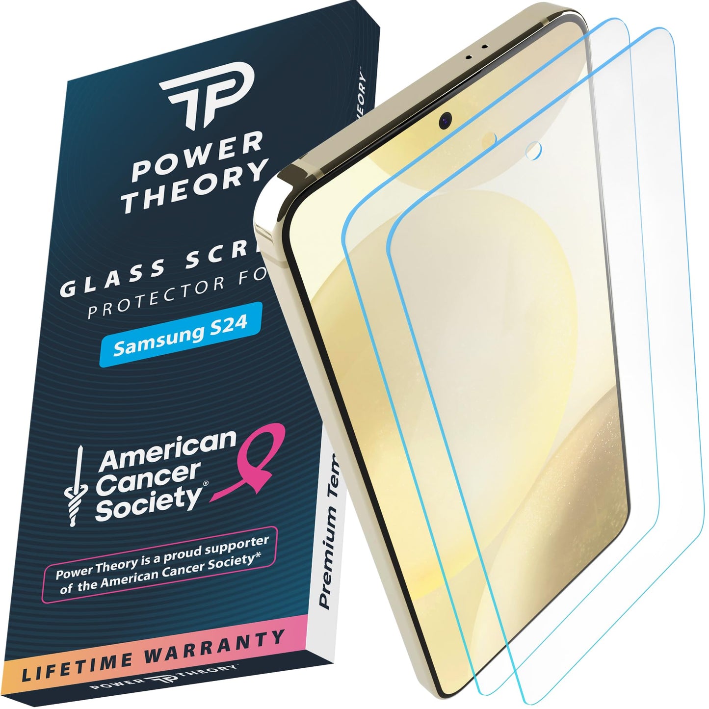 Power Theory Designed for Samsung Galaxy S21 FE 5G Screen Protector Tempered Glass [9H Hardness], Easy Install Kit, 99% HD Bubble Free Clear, Case Friendly, Anti-Scratch, 2 Pack