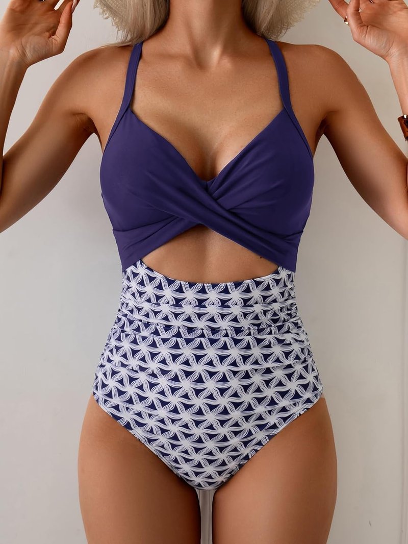 Eomenie Women's One-Piece Swimsuit - Tummy Control Cutout Design | High-Waisted Bathing Suit