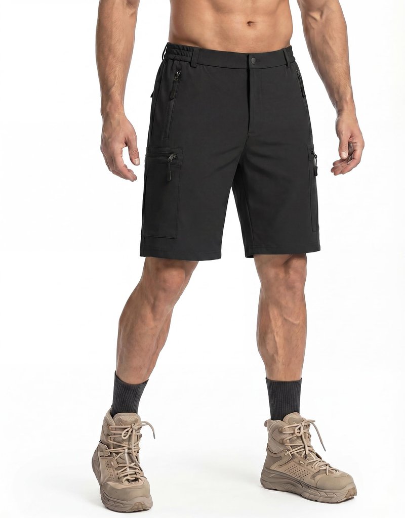 COOFANDY Men's Shorts Cargo 9" Hiking Workout Golf Cargo Shorts Qucik Dry Summer Travel Camping Running Fishing Black