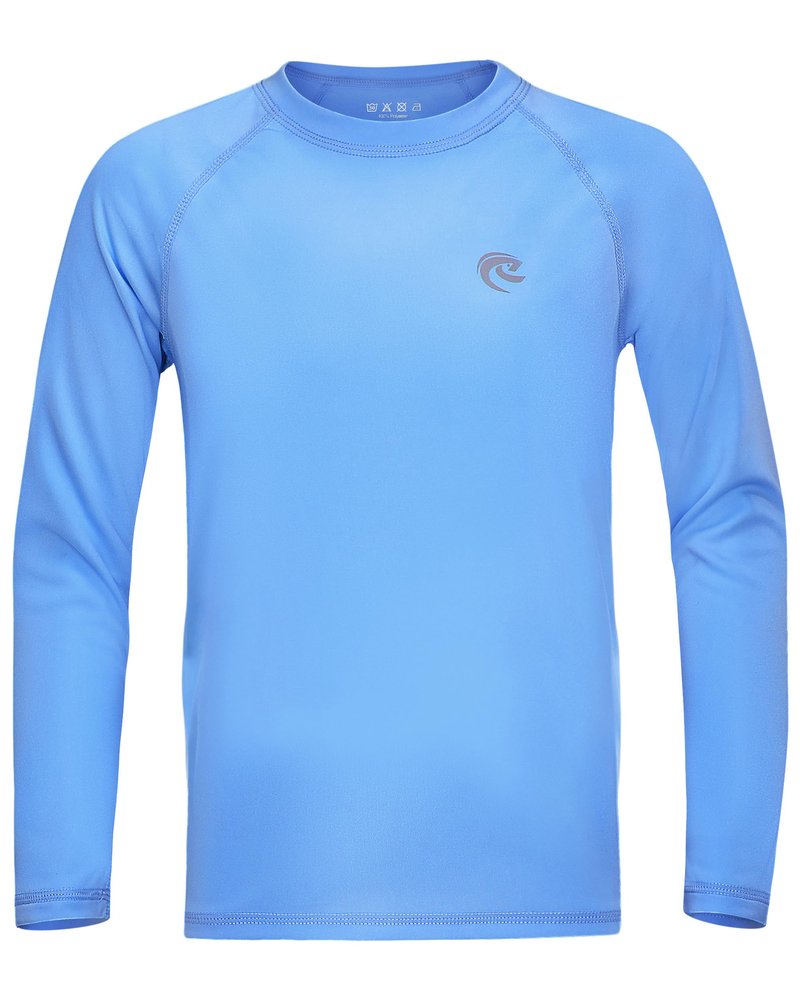 Kids Fishing Sun UV Shirt, Outdoor Boys Long Sleeve Lightweight Running Swimming Rash Guard Shirts