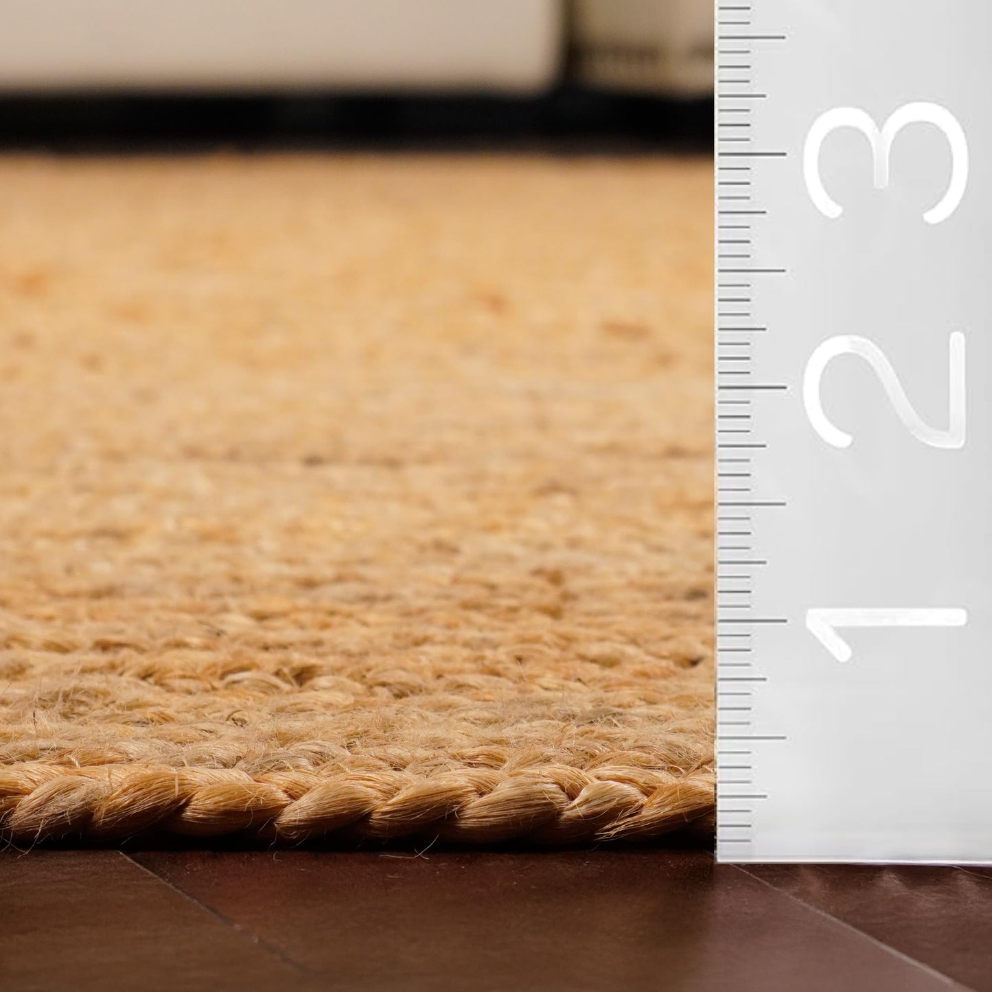 CRAFTBERRY 6x9 Jute Hand Woven Area Rug, Reversible, Rectangular, Solid Farmhouse Design, Natural Fiber, for High Traffic Areas, Bedroom, Living Room, Dining Room, Hallway, Office, Kitchen, Entryway