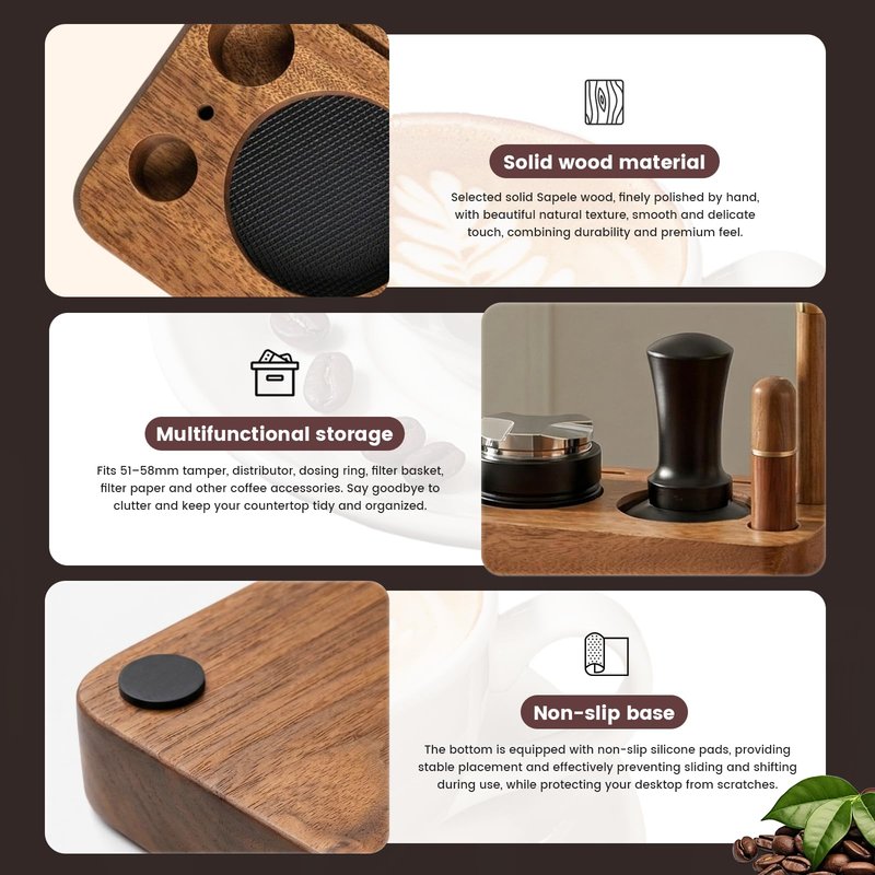 28-Piece 51mm Espresso Accessories Kit, Espresso Machine Tools with Wood Tamping Station, Tamper, Distributor, WDT Tool, Dosing Funnel, Milk Frothing Pitcher & Latte Art Set