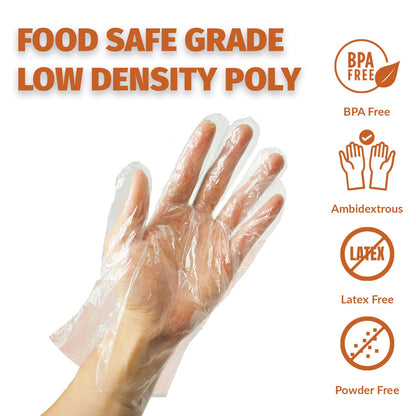 GORILLA SUPPLY 1000 BPA Free Premium Disposable Gloves Poly PE LDPE Plastic for Kitchen Food Handling Food Prep Latex & Powder Free (1000 Count, Medium)