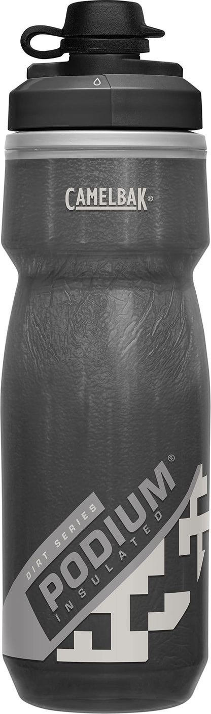 CamelBak Podium Dirt Series Chill Insulated Mountain Bike Squeeze Water Bottle Black, 21oz
