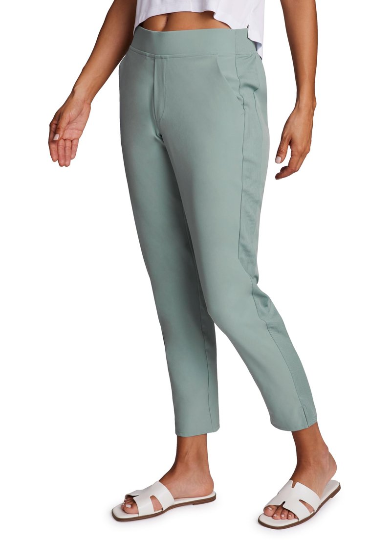 RBX Women's Ankle Pant, Quick Drying Lightweight Stretch Woven Straight Leg Pants with Pockets Ribbed Side Sea Mist L
