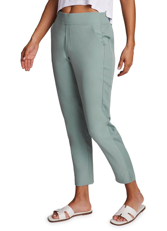 RBX Women's Ankle Pant, Quick Drying Lightweight Stretch Woven Straight Leg Pants with Pockets Ribbed Side Sea Mist L
