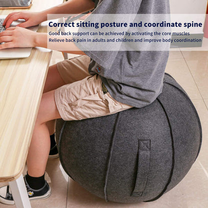 XGYLVFEI 65cm Sitting Ball Chair for Office, Dormitory and Home, Pilates Exercise Yoga Ball with Cover, Lightweight Self-Standing Ergonomic Posture Activated Exercise Ball with Handle