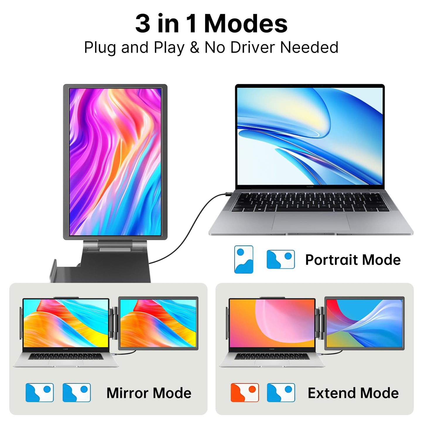 15.6inch Portable Monitor,1080P USB-C HDMI Second External Monitor for Laptop,PC,Mac Phone,PS,Xbox,Swich,IPS Ultra-Thin Zero Frame Gaming Display/Premium Smart Cover