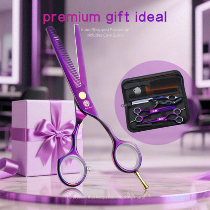 Purple Dragon Purple Hairdressing Scissors Set 5.5 Inch Hair Cutting & Thinning Scissors Kit for Men Women Kids Home Salon Barber