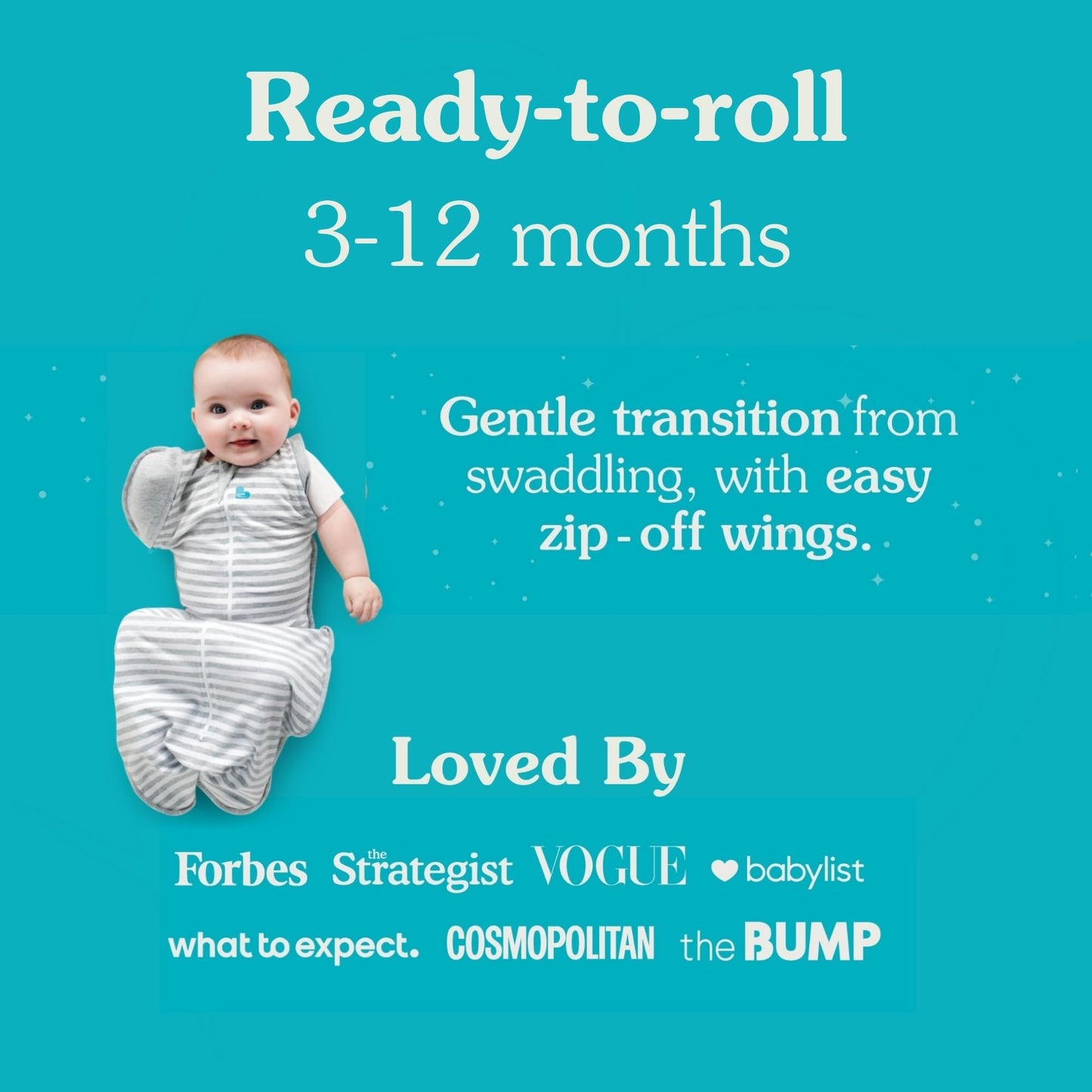 Love To Dream Swaddle Up Transition Bag, Medium 6-8.5 kg, Grey, Snug Fit, Zip-Off Wings, 1.0 Tog Suitable for Moderate Temperature (20-24°C), Machine Washable & Double Zip for Easy Nappy Change