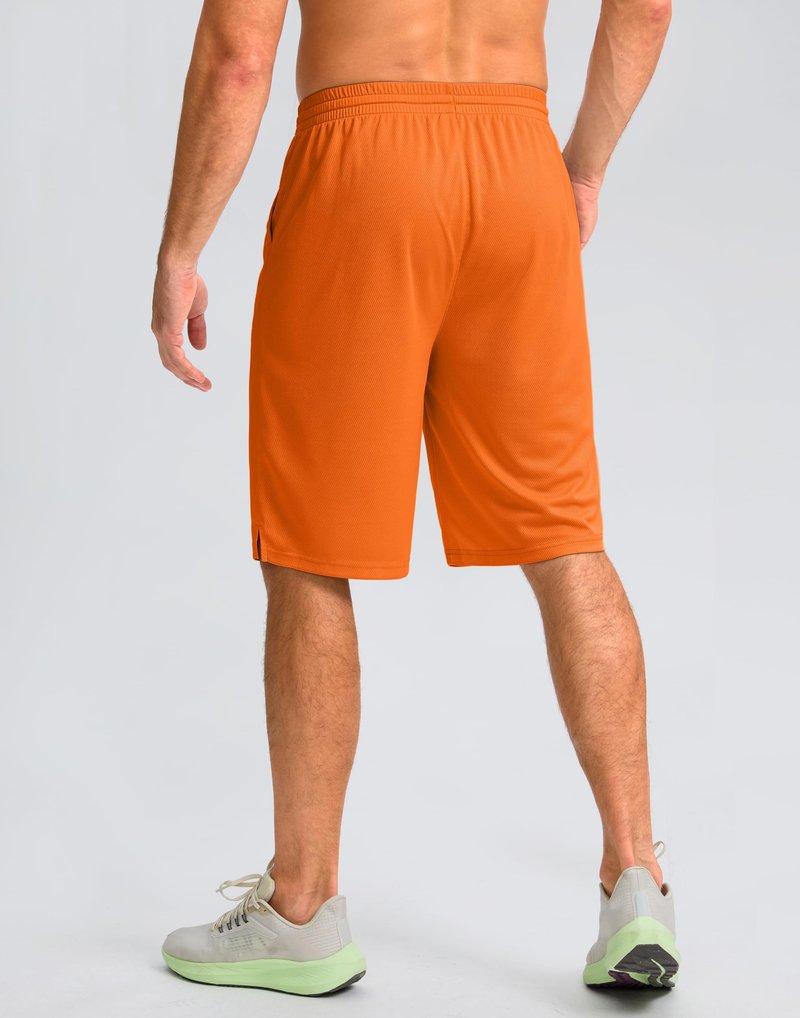 G Gradual Men's Athletic Shorts with Pockets 9" / 11" Long Basketball Shorts Lightweight Quick Dry Gym Workout Shorts for Men(Orange,XXL)