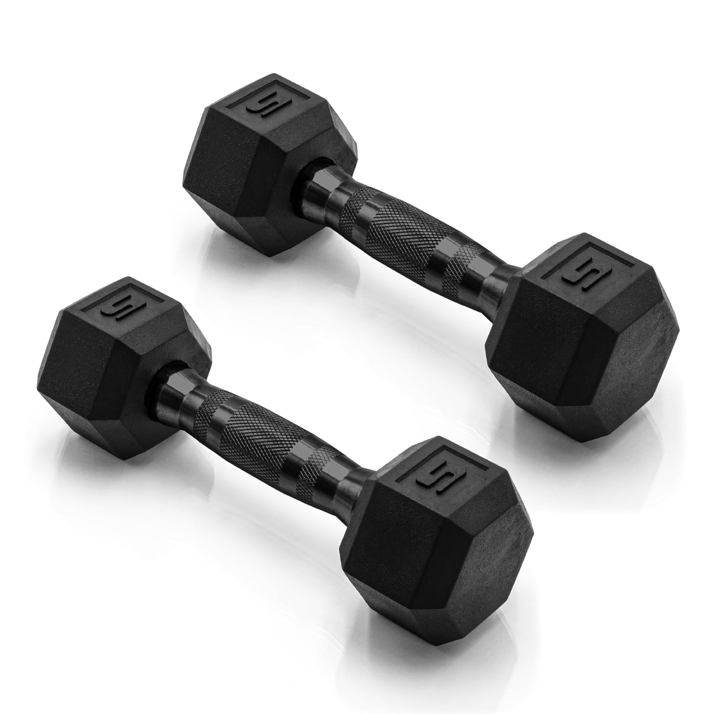 CAP Barbell 5 LB Coated Hex Dumbbell Pair with Black Handle