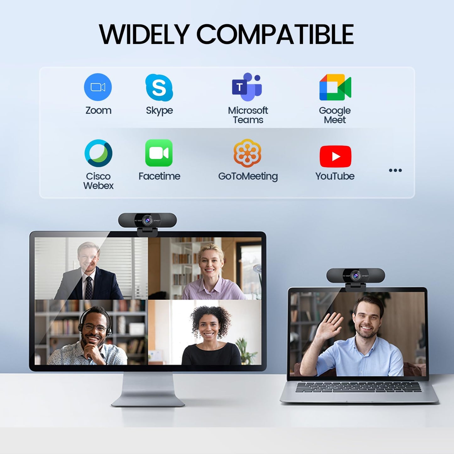 EMEET 1080P Webcam with Microphone, C960 Web Cam, 2 Mics, 90° FOV, USB Type-A & A-to-C Adapter, Plug&Play Computer Camera for Online Calling, Zoom/Teams/Facetime, Switch 2 Camera Support, 2025 Version