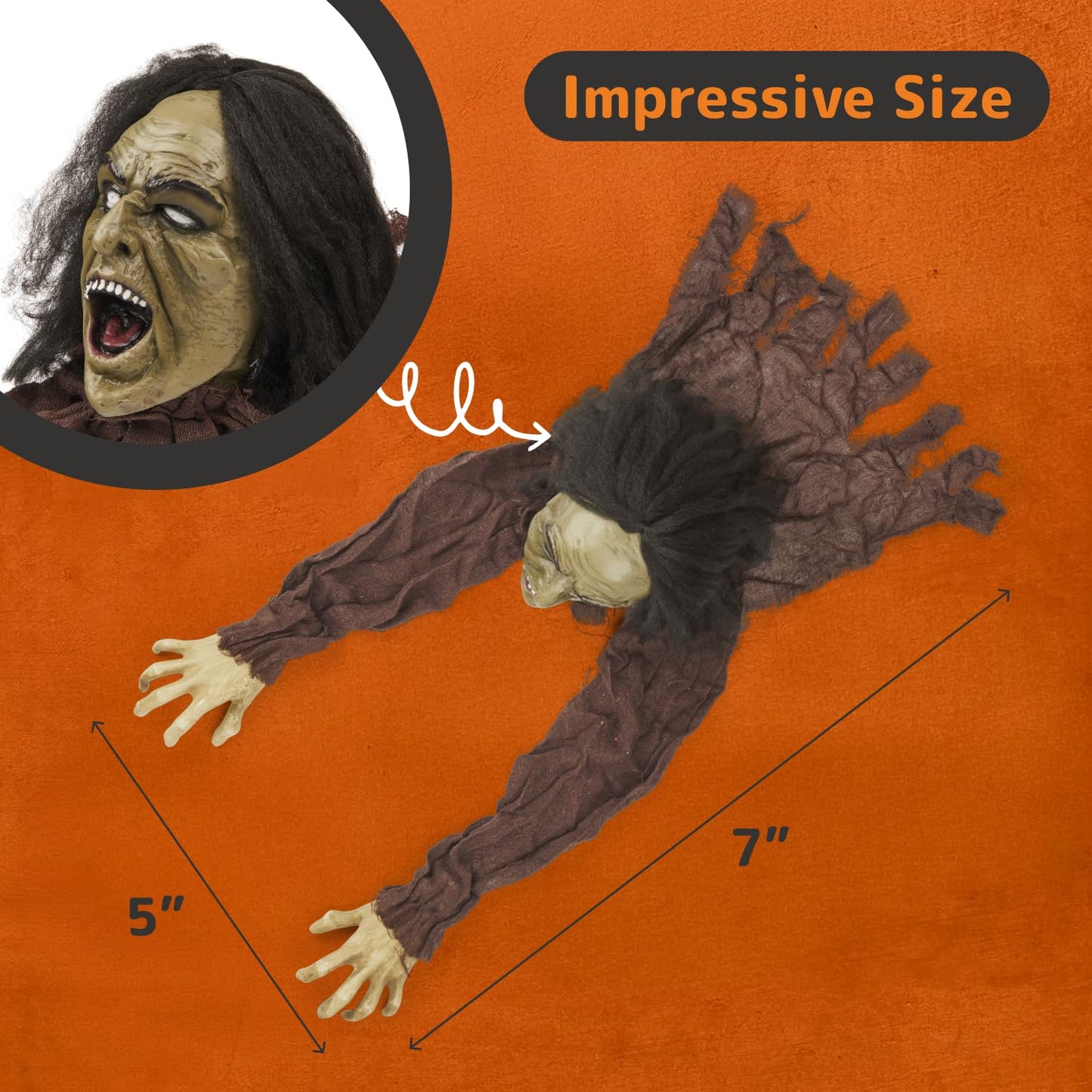 PREXTEX Crawling Zombie Halloween Decoration - Zombies Coming Out of Ground Prop - Creepy Outdoor Zombie Yard Decorations for Haunted Houses, Graveyards, and Halloween Parties - 6 x 5 x 7 Inches