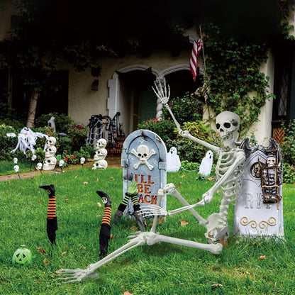LUKBERA Posable Halloween Skeletons, 1Pcs 5.9ft Life Size Human Skeleton with Movable Joints for Halloween Haunted House Decoration