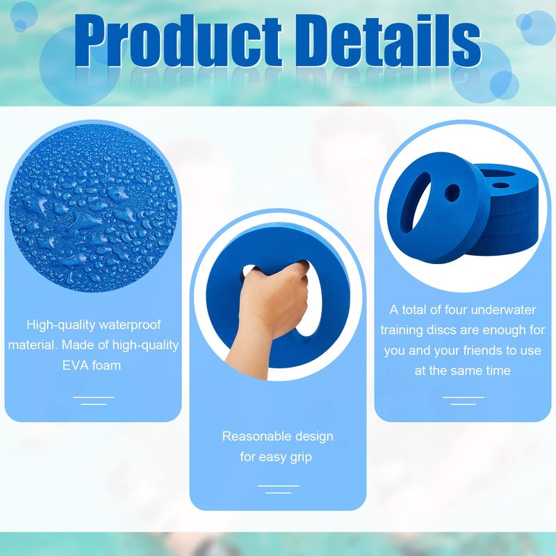 2 Pcs Water Exercise Discs Weights for Pool Exercise Set EVA Foam Water Aerobic Equipment Hand Held Swim Disc for Pool Aerobics Fitness, 7.1 Inches in Diameter (Blue)