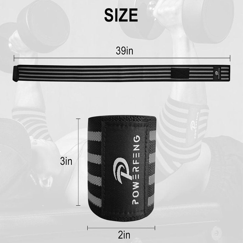 Elbow Wraps for Weightlifting - Supportive Elbow Sleeves for Bench Press, Cross Training & Powerlifting | Unisex Gym Gear