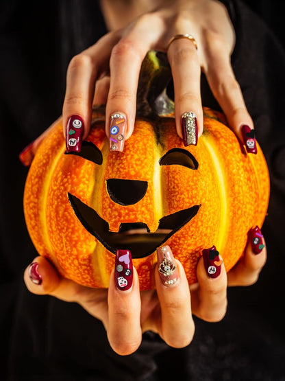 Halloween Nail Art Sequins, Kalolary 3D Skull Spider Pumpkin Bat Ghost Witch Shape Polymer Clay Slices for Acrylic Nails Design Halloween Party Decor（3 Boxes）