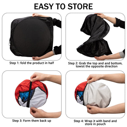 Car Windshield Sun Shade, Car Sun Shade Funny Car Eyes Sun Visor for Car Windshield, Wear-Resistant Black Tape, Foldable 63.7" L x 32" W