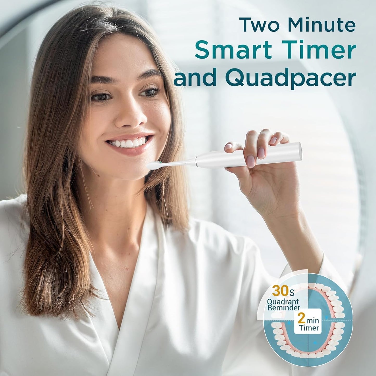 Electric Toothbrush for Adults with 8 Brush Heads, Sonic Toothbrush Rechargeable with a Holder & Travel Case, 2.5 Hours Charge for 120 Days Use - Light Blue