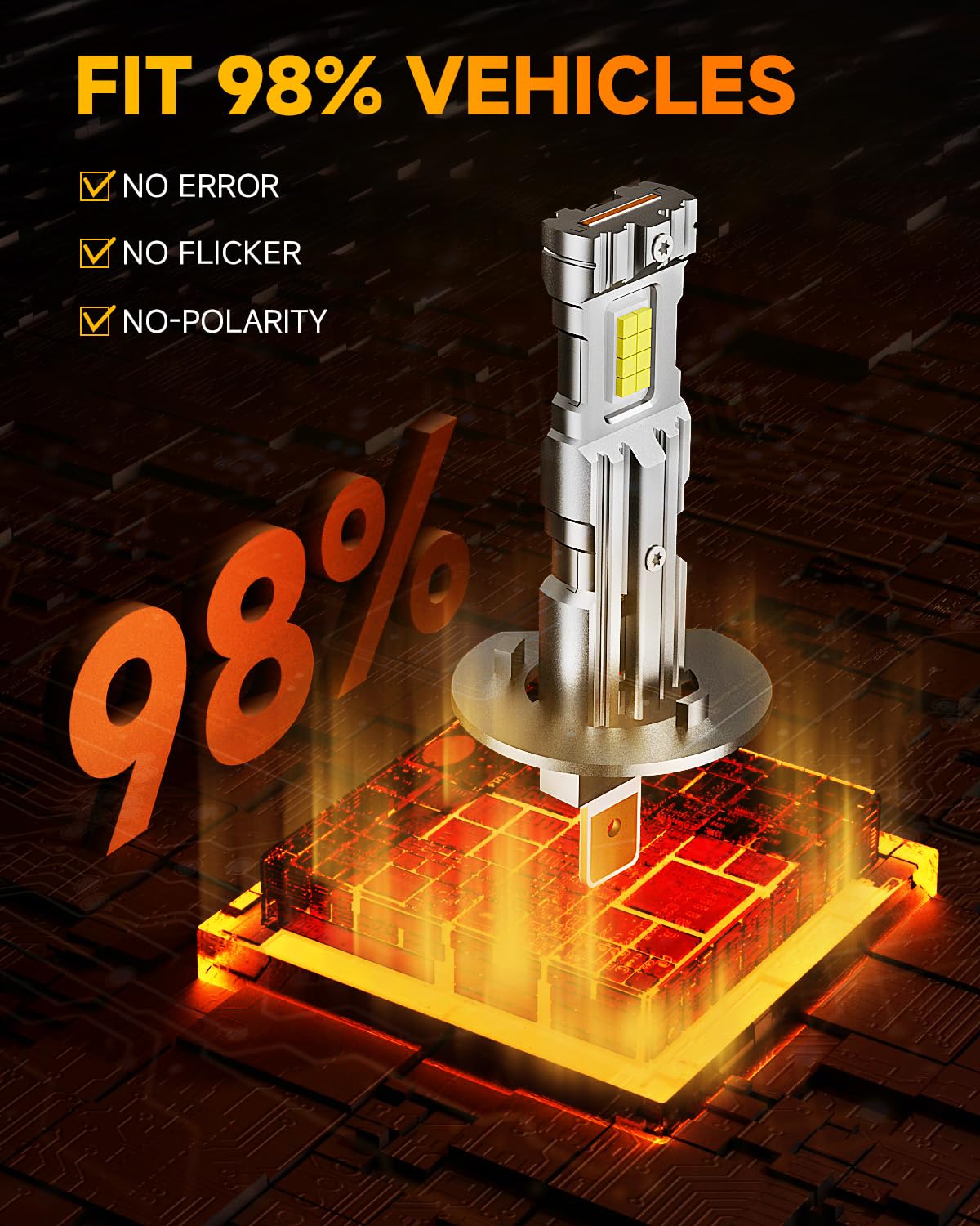 FAHREN 2025 Upgraded H1 Bulb, 1:1 Mini Size H1 Fog Light Bulbs, Plug and Play No Adapter Required Non-Polarity, Super Bright 6500K, IP68 Waterproof Pack of 2