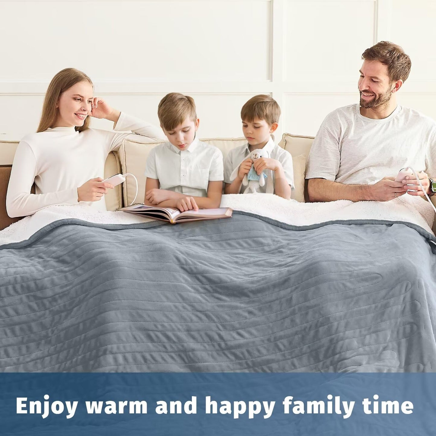 Heated Electric Blanket Queen Size - 84" x 90" Heating Blanket with Dual Control, 10 Heating Levels & 8 Hours Auto Off, Soft Warm Flannel Blanket, Christmas Birthday Gifts for Senior Grandma