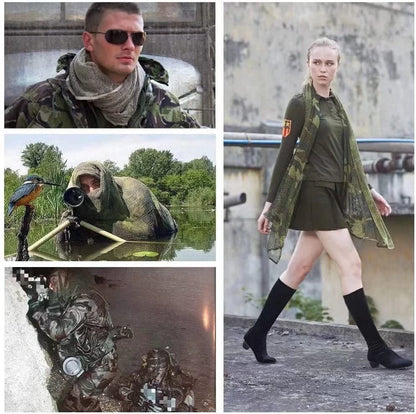 LOOGU Tactical Mesh Net Camo Scarf for Wargame,Sports & Other Outdoor Activities (Woodland Camo)