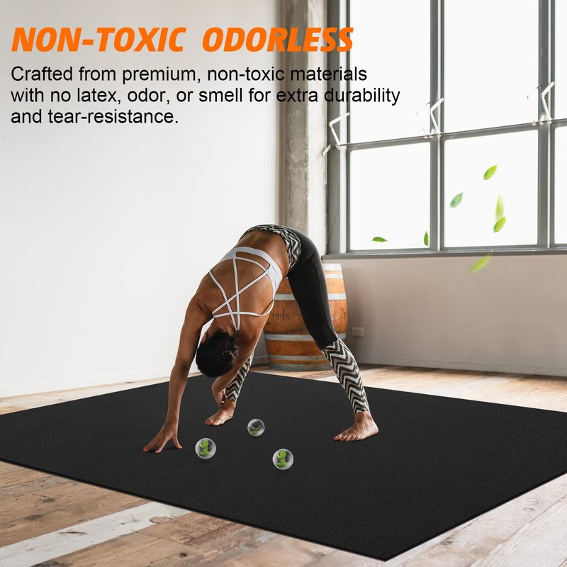 anngrowy Extre-Large Exercise Mat 8'x5'x7mm Gym Mat for Home Workout Equipment Flooring Mat Non-Slip Large Rubber Yoga Mat for Fitness, Weightlift, Cardio, Jump Rope, Plyo, MMA, Treadmill, Stretch